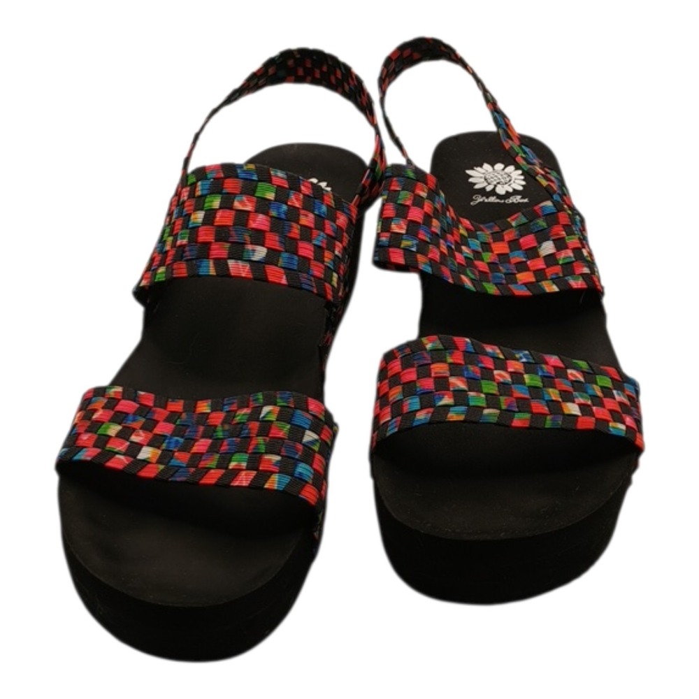 Yellow Box Women's Wedge Sandal Woven Fabric Multicolor Straps Comfort Size 11 - Picture 11 of 16